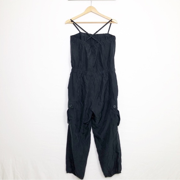 Club Monaco black silk cargo jogger jumpsuit - Picture 8 of 11